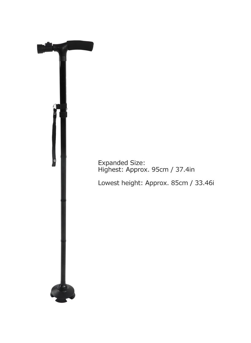 GGOOT Telescopic Crutches, Elderly Walking Stick, Aluminum Alloy 5 Height Adjustable Collapsible Walking Stick Mobility Aid Cane with Torch & 4 Supporting Points for Adult Men & Women - Image 5