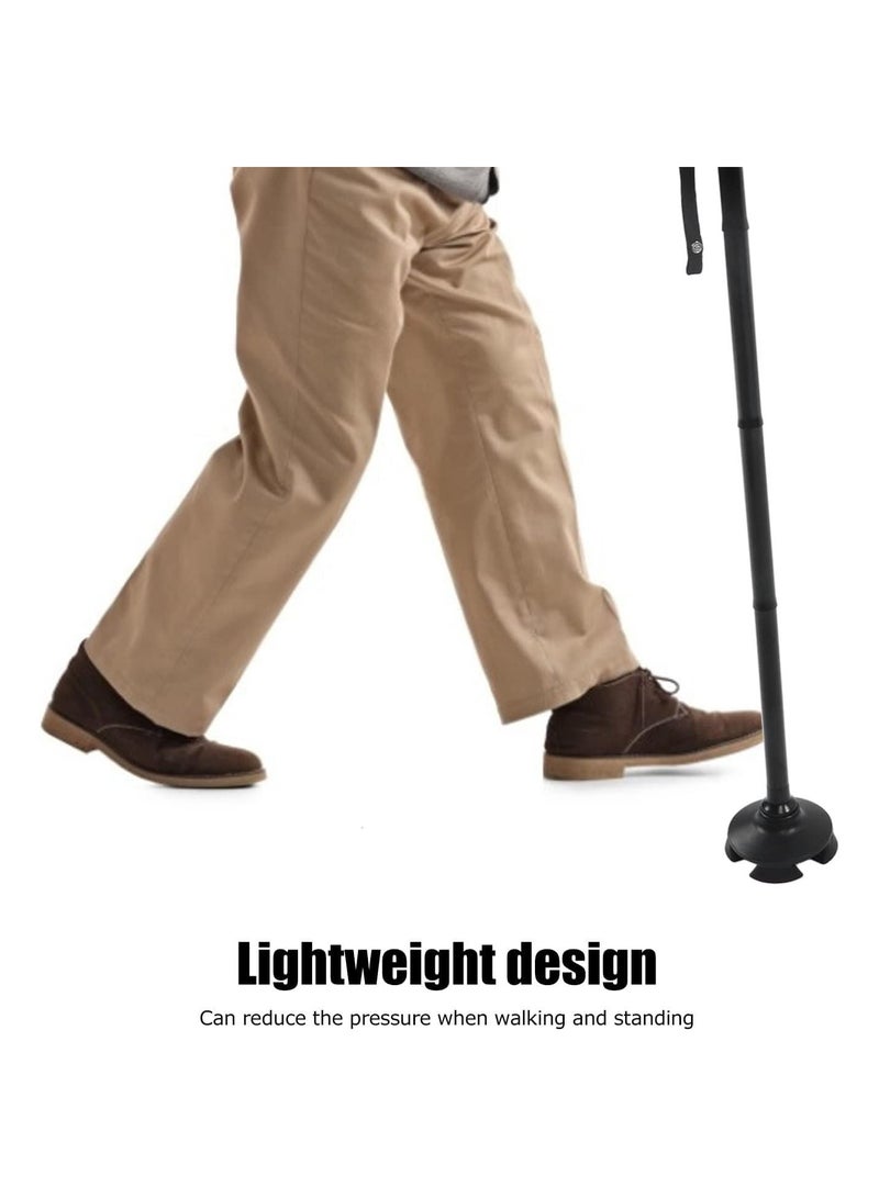 GGOOT Telescopic Crutches, Elderly Walking Stick, Aluminum Alloy 5 Height Adjustable Collapsible Walking Stick Mobility Aid Cane with Torch & 4 Supporting Points for Adult Men & Women - Image 3