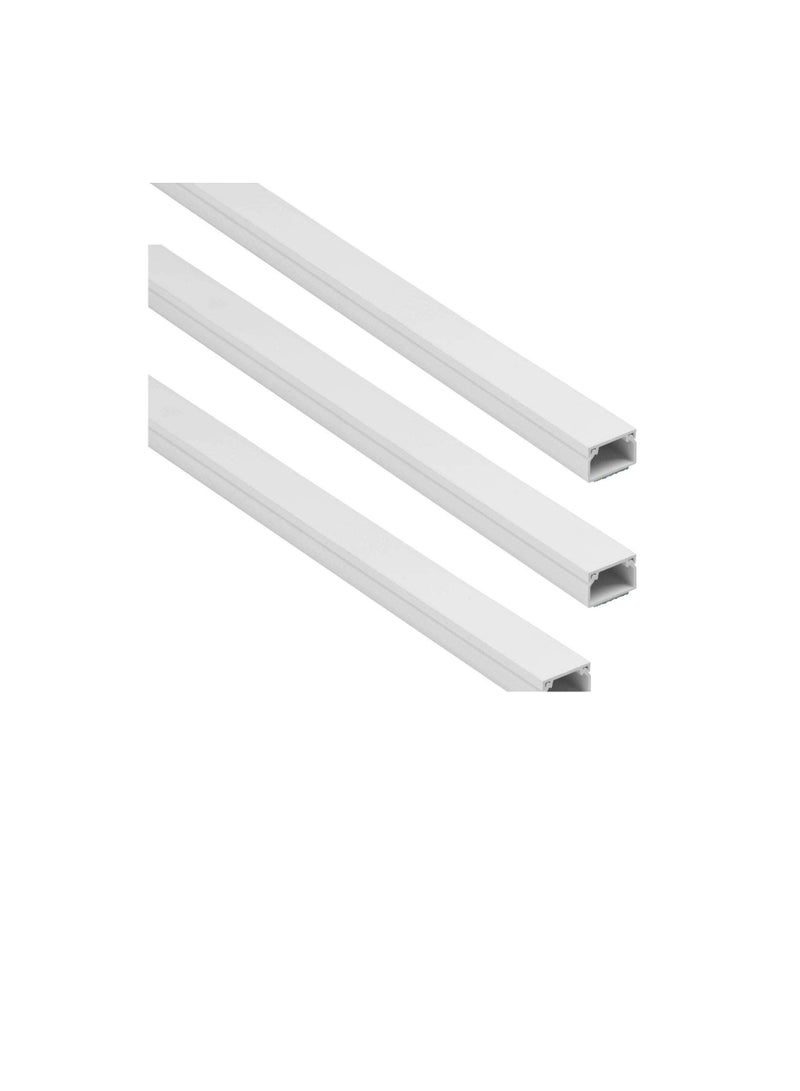 90cm Square Cable Box Self Adhesive PVC Trunking White Wall Cord Cover Cable Concealer On-Wall Wire Cover Paintable Cable Management Raceway to Hide Wires - Pack of 3 (3pcs - 10x10x900mm)  - Image 1