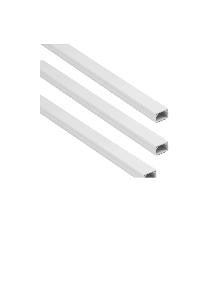 90cm Square Cable Box Self Adhesive PVC Trunking White Wall Cord Cover Cable Concealer On-Wall Wire Cover Paintable Cable Management Raceway to Hide Wires - Pack of 3 (3pcs - 10x10x900mm)  - Image 2