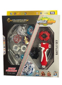 Set of 4 pieces of Metal Fuse Fighting Gyroscope from Bayblade with Launcher, Playground and Rotating Peaks with Classic Design, 3 Years & Above