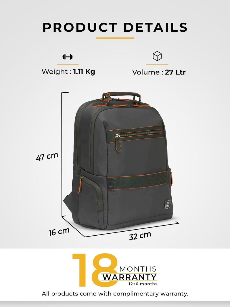 EUME Alpha 27L Laptop Bag for Men,Volcanic Grey | 2 Large Compartment Office Laptop Backpacks | Fits Up to 16" Laptop | Nylon Fabric | Travel Bag | Bagpacker Bag for Men and Women - Image 3
