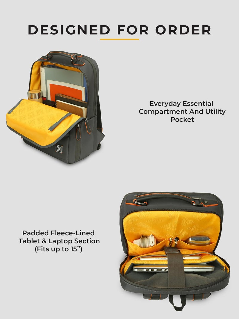 EUME Alpha 27L Laptop Bag for Men,Volcanic Grey | 2 Large Compartment Office Laptop Backpacks | Fits Up to 16" Laptop | Nylon Fabric | Travel Bag | Bagpacker Bag for Men and Women - Image 4