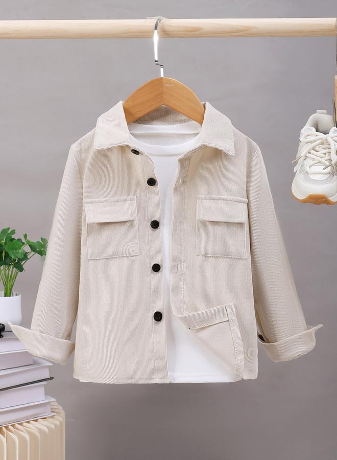 تايك تو قميص بأزرار سادة للأولاد بتفاصيل جيب - Image 1