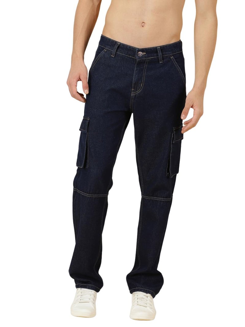 Thomas Scott Men's Relaxed Fit Cargo Jeans (TSJ084-DarkBlue, 30) - Image 5
