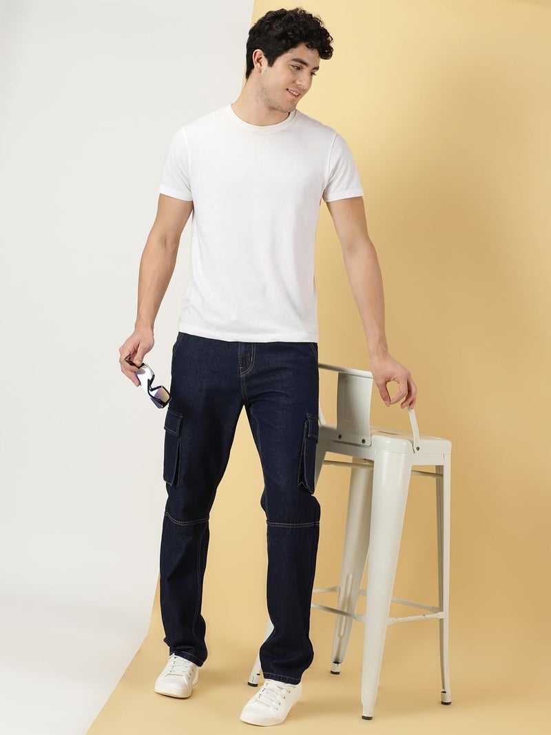 Thomas Scott Men's Relaxed Fit Cargo Jeans (TSJ084-DarkBlue, 30) - Image 3