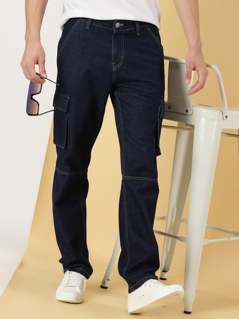 Thomas Scott Men's Relaxed Fit Cargo Jeans (TSJ084-DarkBlue, 30) - Image 4