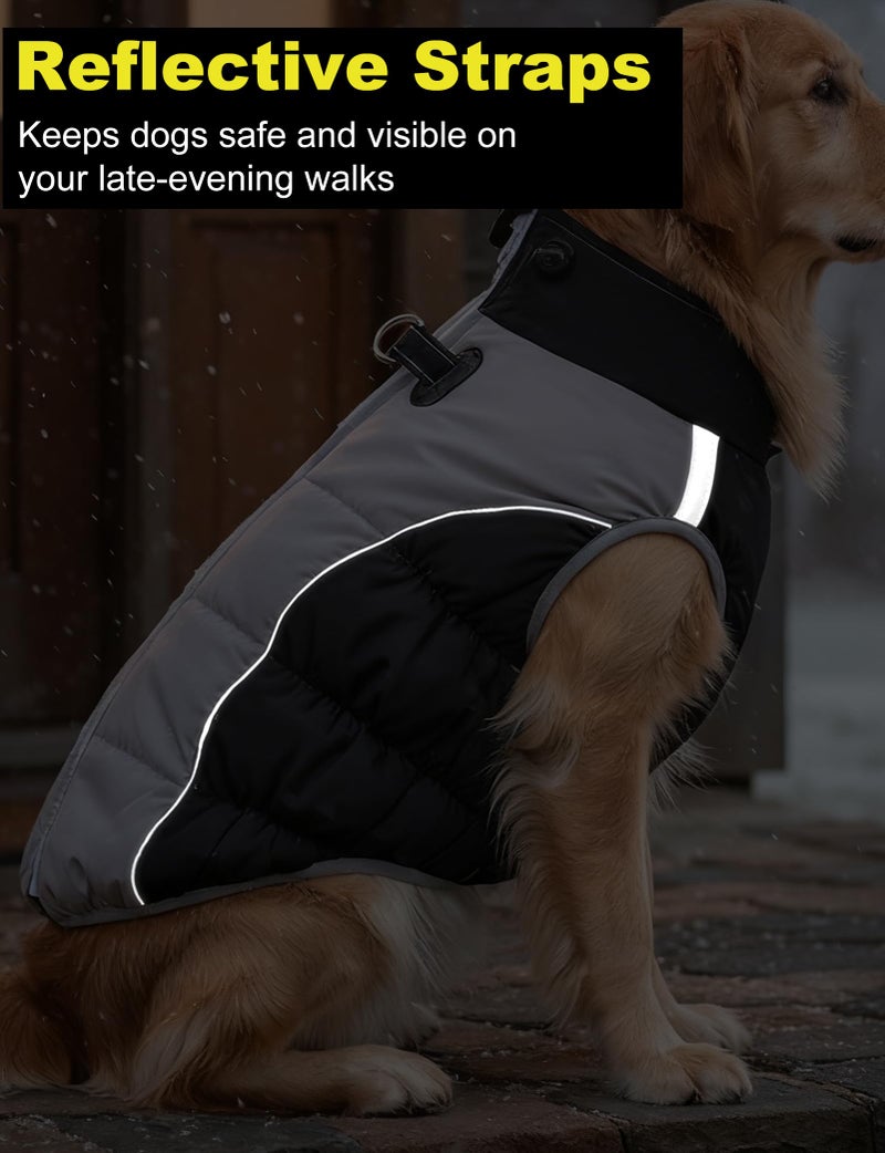 AURUZA Dog Coat, Warm Dog Winter Coat Waterproof Small Dogs Jacket with Harness Built Reflective Pet Vest with Zipper for Medium Dogs Windproof Pet Fleece Puffer Vest Snow Jacket for Cold Weather - Image 4