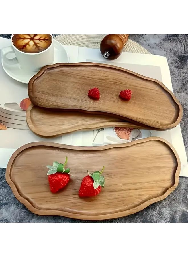 Cloud Shaped Wooden Serving Tray 11.42x4.17 Inch Big Cloud Natural Wood Food Grade Decorative Plate For Desserts Cheese Fruits Vegetables Jewelry And Vanity Storage Rustic Home Decor For Coffee Tables Dining Tables Dressing Tables Smooth Surface - Image 1