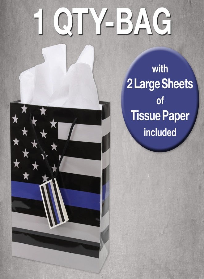 Havercamp Police Gift Bag! Thin Blue Line Party Bags make gift-giving exceptional! Perfect for Police Academy graduation gifts. Durable, Medium with Tissue Paper - Image 2