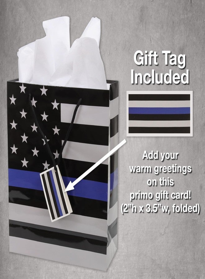 Havercamp Police Gift Bag! Thin Blue Line Party Bags make gift-giving exceptional! Perfect for Police Academy graduation gifts. Durable, Medium with Tissue Paper - Image 4
