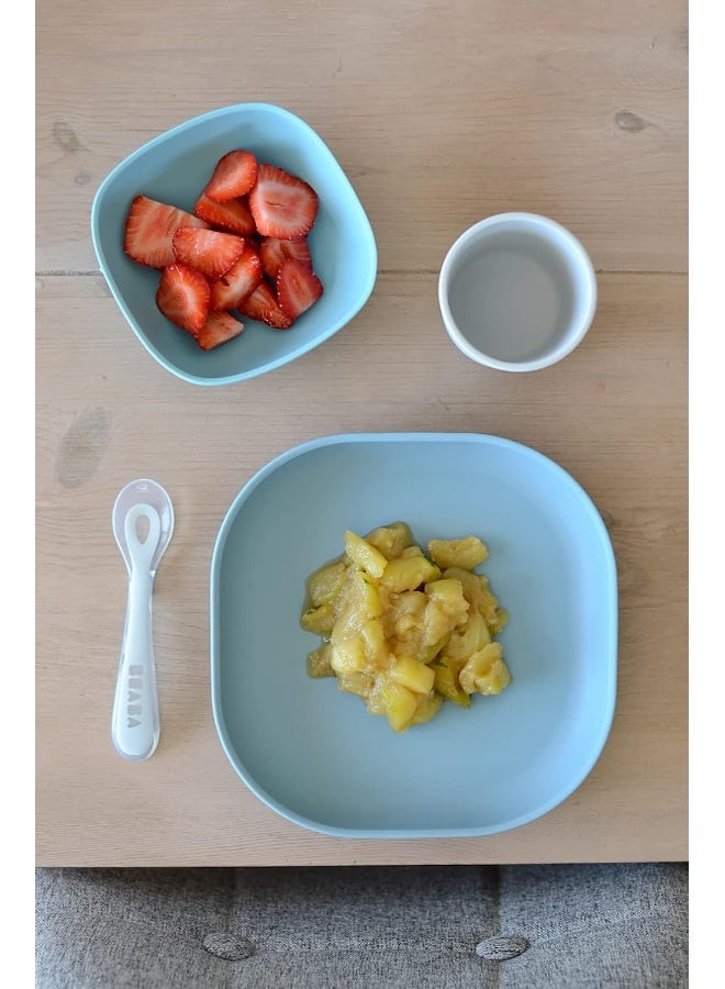 BEABA Béaba Silicone 4-Piece Dishware - 100% Silicone Baby Plate Set, Baby Bowls - Includes Baby Plate, Baby Bowl, Baby Cup, 2nd Stage Silicone Spoon - Image 3