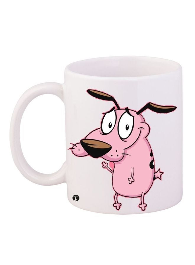 RYN Courage The Cowardly Dog Printed Coffee Mug White/Pink/Brown 11ounce