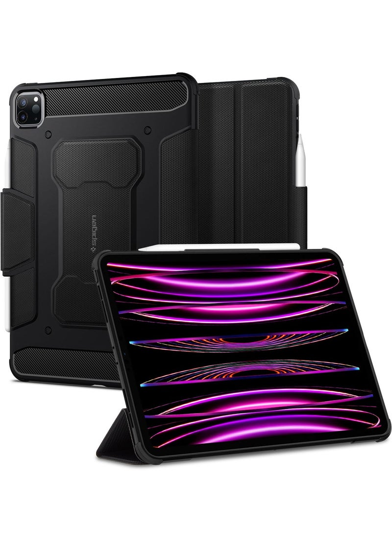 Spigen Rugged Armor Pro for iPad Pro 12.9 inch M2 6th Generation (2022) / 5th Generation (2021) Case Cover with Pencil Holder - Black - Image 1