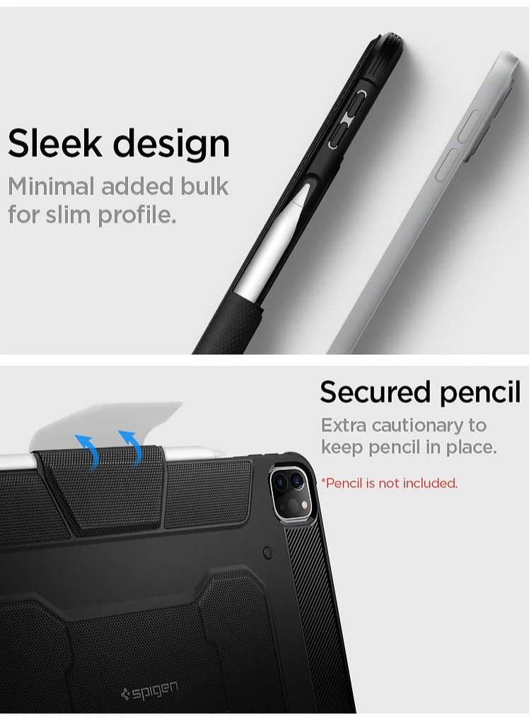 Spigen Rugged Armor Pro for iPad Pro 12.9 inch M2 6th Generation (2022) / 5th Generation (2021) Case Cover with Pencil Holder - Black - Image 2