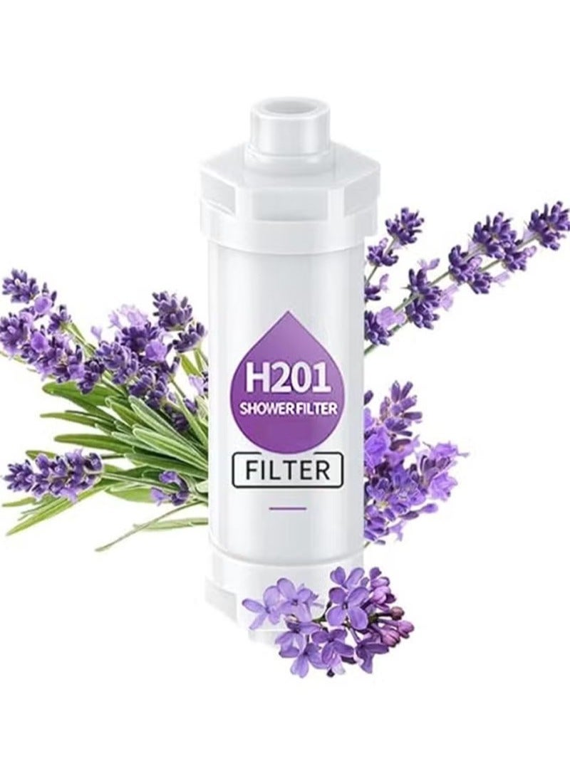 HaLunhi Vitamin C Shower Head Filter Lavender Scent Hard Water Softener Chlorine Fluoride Removal Clean Water Shower Filter with Beads Easy to Install for Daily Use - Image 1