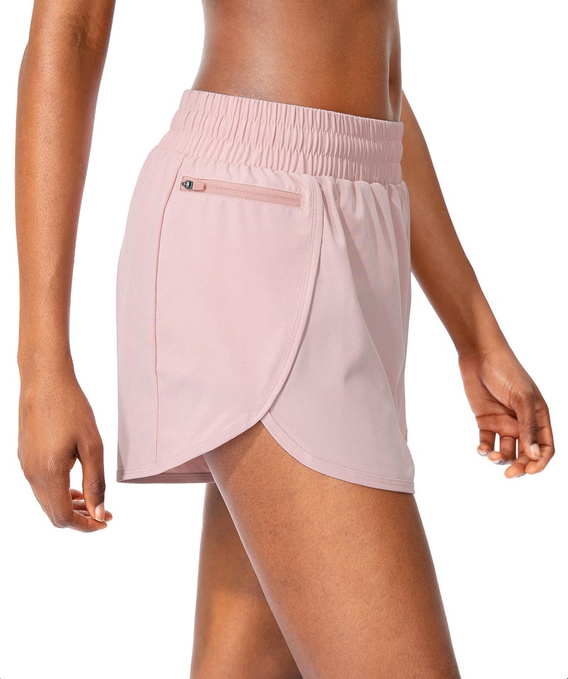Soothfeel Womens Running Shorts with Zipper Pockets High Waisted Athletic Gym Workout Shorts for Women with Liner - Image 2