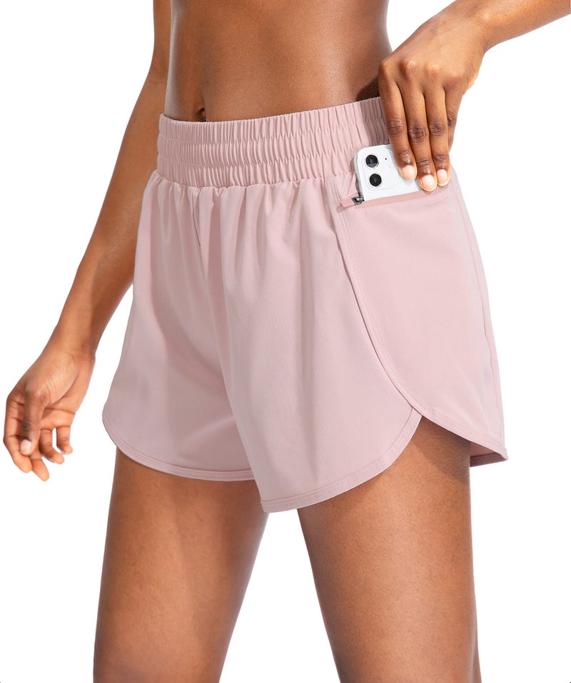 Soothfeel Womens Running Shorts with Zipper Pockets High Waisted Athletic Gym Workout Shorts for Women with Liner - Image 1