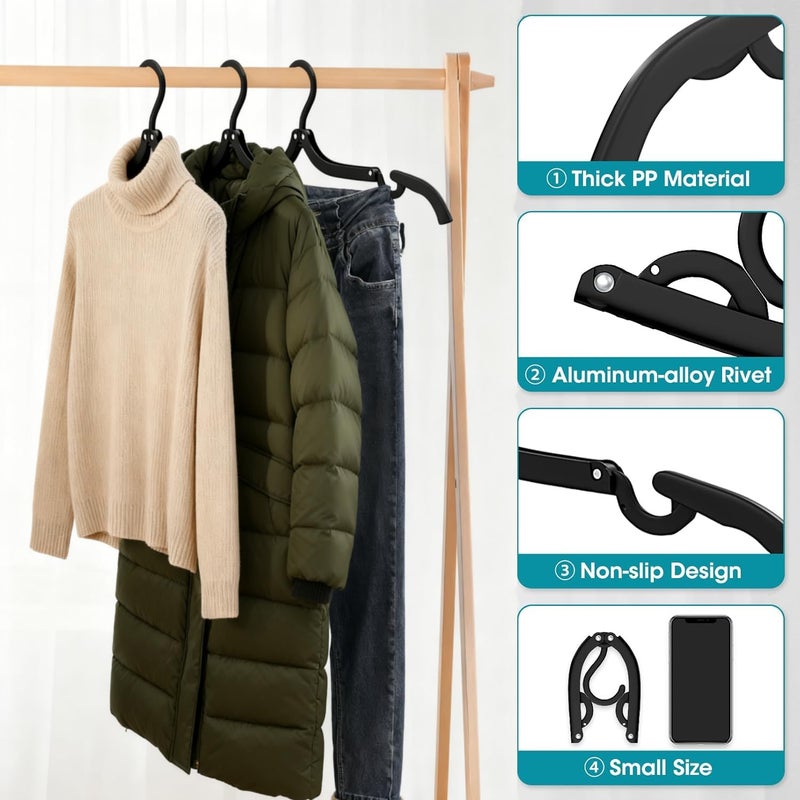Besslly 30 Pcs Travel Hangers Portable Foldable Travel Hanger Organizer, Plastic Cruise Essentials Clothes Drying Rack Folding Hangers for Camping Flying RV Europe Vacation Essentials Suitcase, Black - Image 4