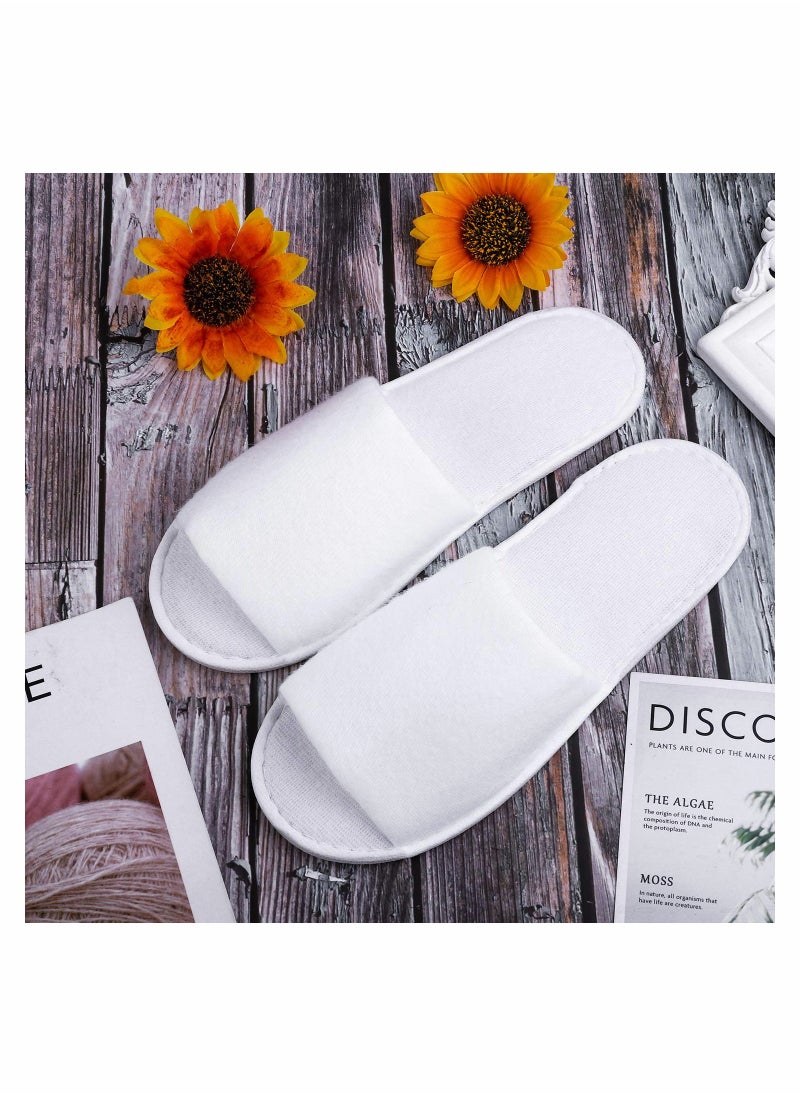Excefore - Disposable Spa Slippers, Closed Toe White Slippers Spa Hotel Guest Slippers for Girls Women and Men, 12 Pairs - Image 1