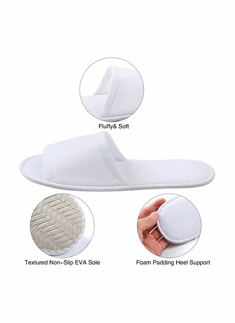 Excefore - Disposable Spa Slippers, Closed Toe White Slippers Spa Hotel Guest Slippers for Girls Women and Men, 12 Pairs - Image 1