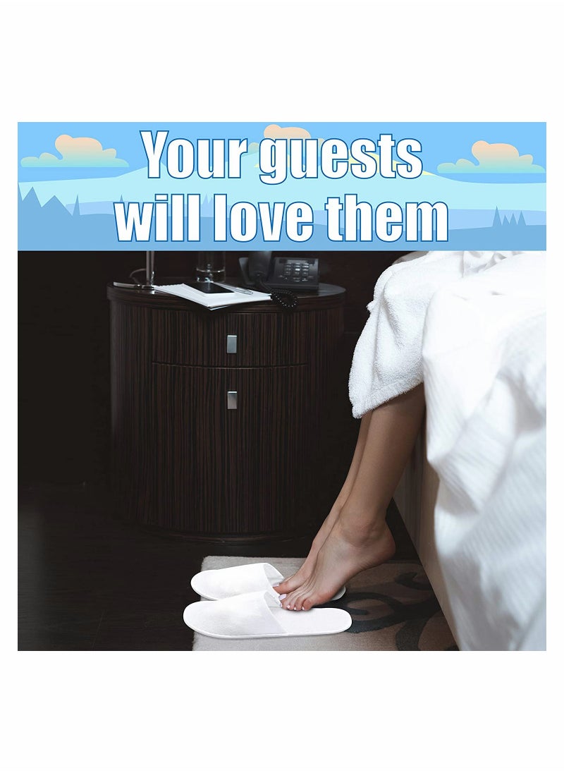 Excefore - Disposable Spa Slippers, Closed Toe White Slippers Spa Hotel Guest Slippers for Girls Women and Men, 12 Pairs - Image 1