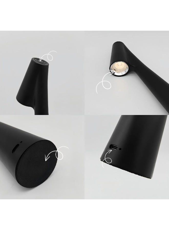 مصباح طاولة LED يعمل باللمس – قابل لإعادة الشحن – محمول – إضاءة قابلة للتعتيم – تصميم بسيط – مناسب للمطاعم وغرف النوم والنزهات الخارجية - Image 5