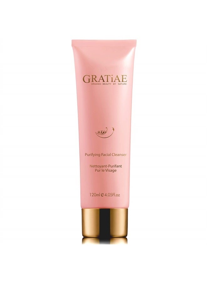 Gratiae Organics Purifying Exfoliating Facial Cleanser, exfoliating face scrub & face wash with witch hazel, jojoba oil, hydrating, non-drying skin care, 4.05Fl - Image 1