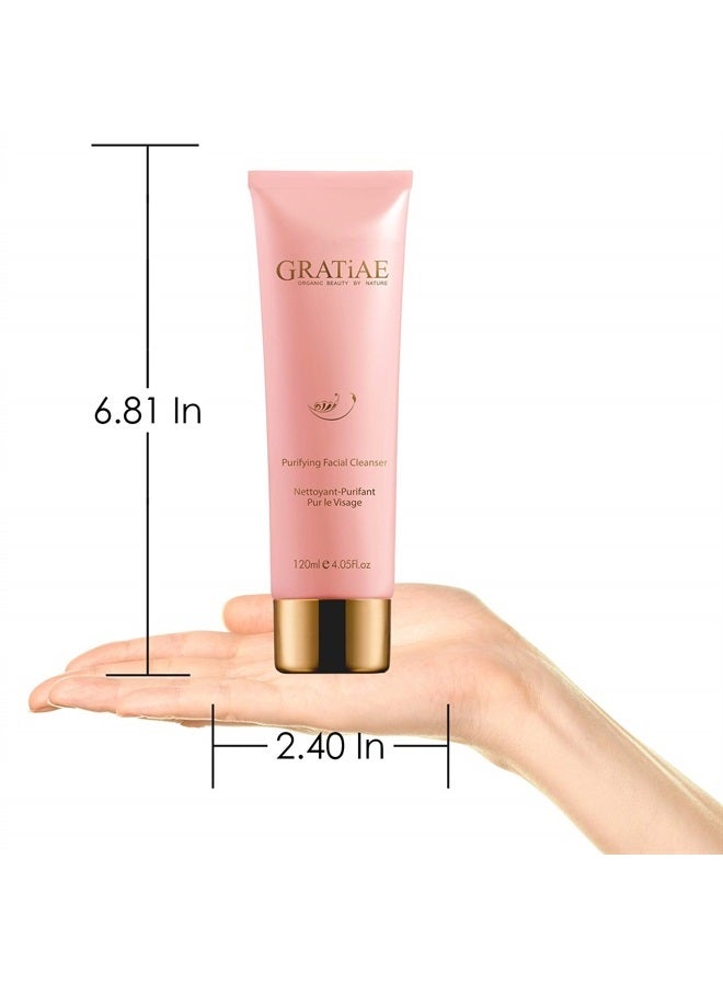 Gratiae Organics Purifying Exfoliating Facial Cleanser, exfoliating face scrub & face wash with witch hazel, jojoba oil, hydrating, non-drying skin care, 4.05Fl - Image 4