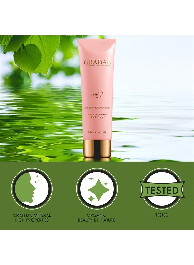 Gratiae Organics Purifying Exfoliating Facial Cleanser, exfoliating face scrub & face wash with witch hazel, jojoba oil, hydrating, non-drying skin care, 4.05Fl - Image 3