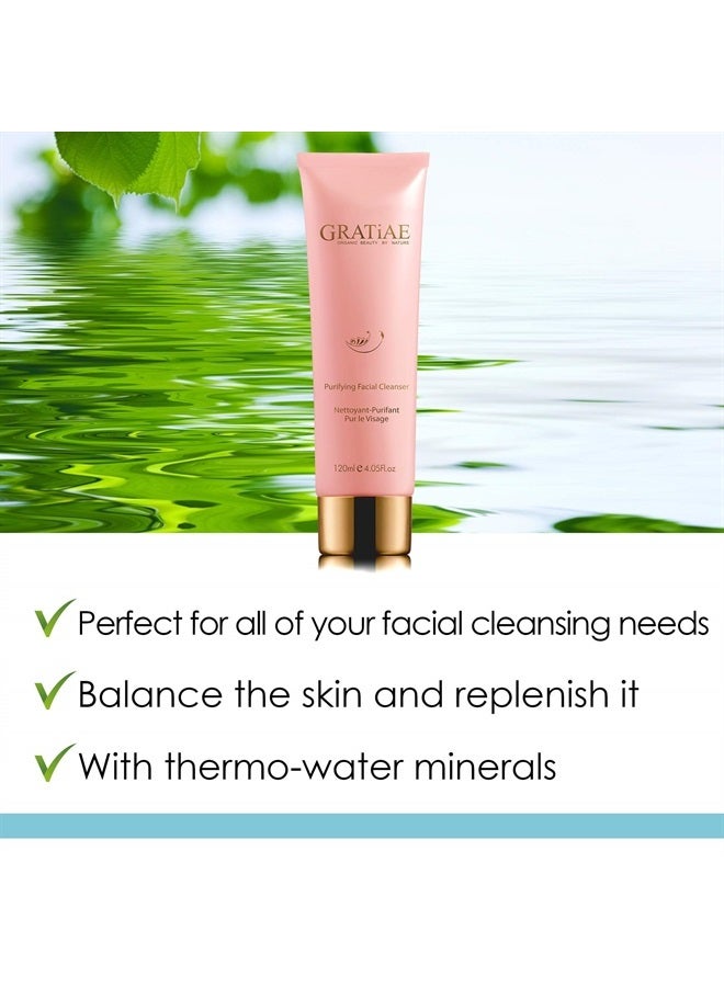 Gratiae Organics Purifying Exfoliating Facial Cleanser, exfoliating face scrub & face wash with witch hazel, jojoba oil, hydrating, non-drying skin care, 4.05Fl - Image 2