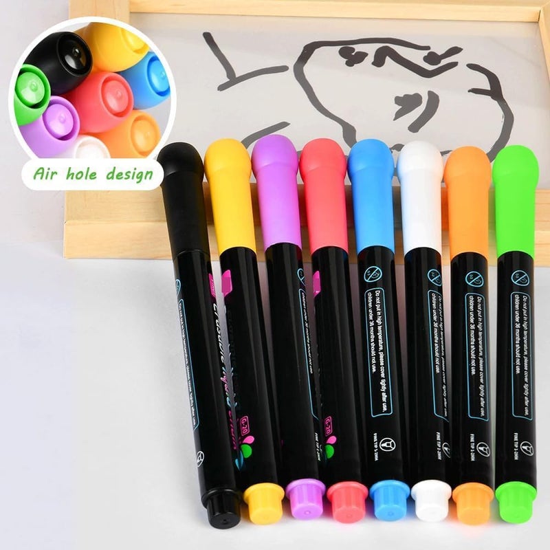 NALACAL Dry Erase Markers, 8 Pack, Fine Tip, Erasable Whiteboard Pens for Kids, Liquid Chalk Markers, Easy Wipe, Compact & Non-Toxic, Ideal for Home, School & Office - Image 4