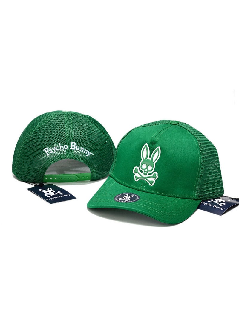 Psychobunny Psycho Bunny Green Trucker Cap with White Rubber Bunny & Crossbones Logo and Branded Detailing