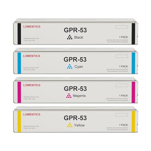 High Yield GPR53 GPR53 Black Cyan Magenta Yellow Toner Cartridge 4Pack Loment Replacement for Canon GPR 53 Toner ImageRunner Advance C3325 C3325i C3330 C3330i C3525i C3530i Printer
