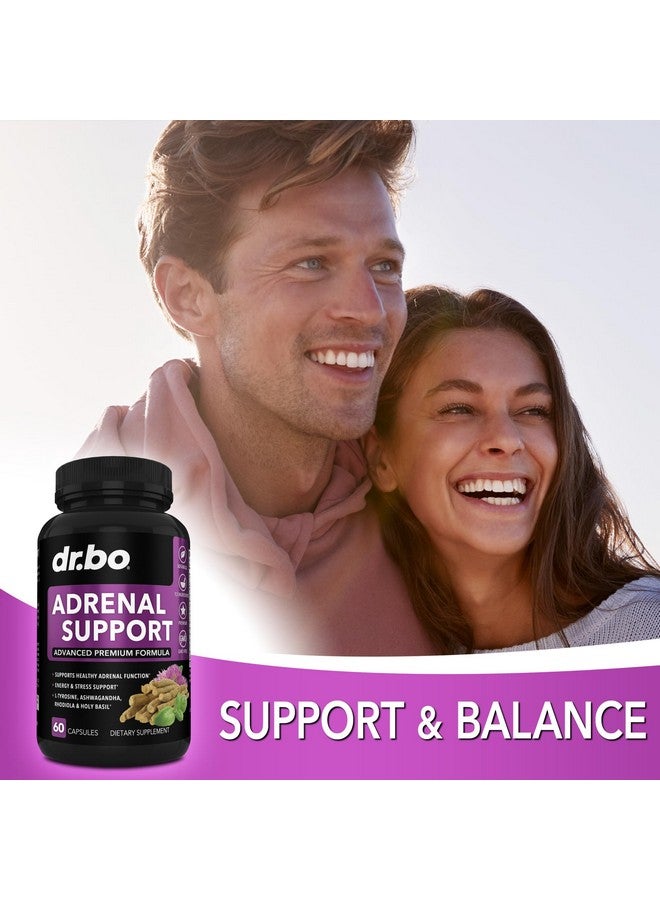 dr.bo Adrenal Support Cortisol Manager Supplement - Adrenal Fatigue Supplements for Women & Men with Natural Adaptogen Ashwagandha Holy Basil Rhodiola L Tyrosine Complex Fatigue Cortisol Health - 60 Pills - Image 5