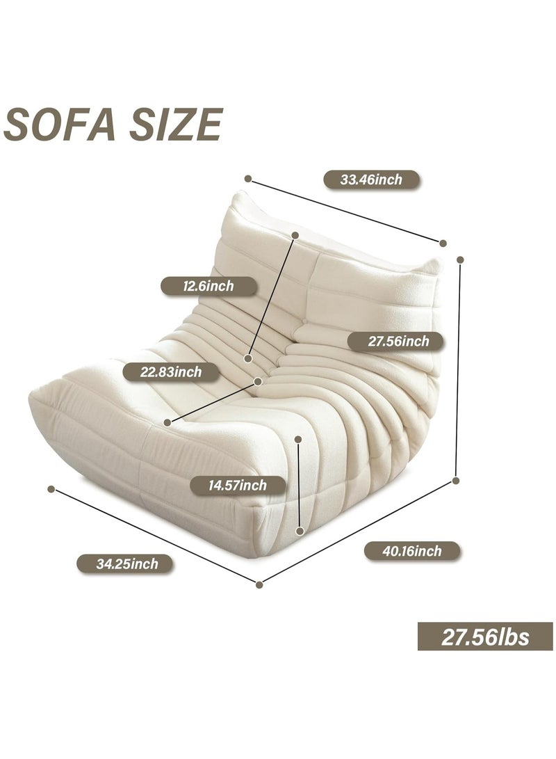 Generic Lazy Floor Sofa,Vintage Lazy Floor Sofa for Living Room,Modern Backrest White Corduroy Armless Sofa,Accent Chair with Floor Pouf for Living Room,Retro Decorative Cozy Sofa for Indoor (Beige)  - Image 2