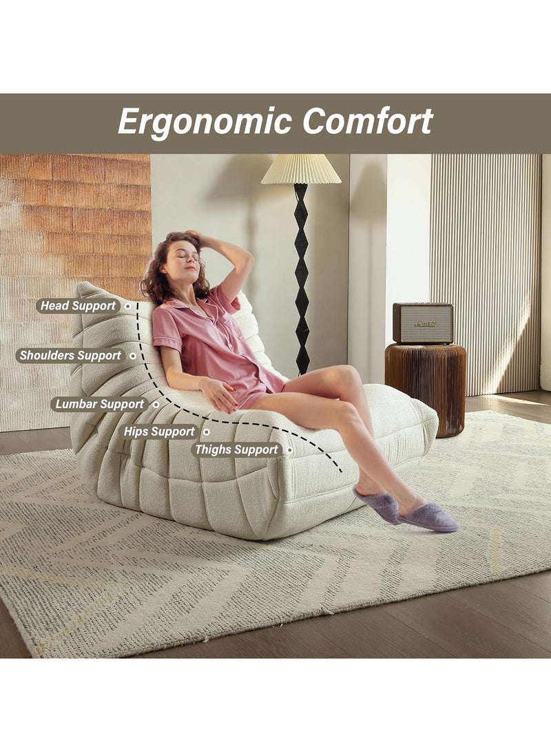 Generic Lazy Floor Sofa,Vintage Lazy Floor Sofa for Living Room,Modern Backrest White Corduroy Armless Sofa,Accent Chair with Floor Pouf for Living Room,Retro Decorative Cozy Sofa for Indoor (Beige)  - Image 3
