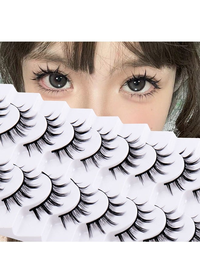 HS 10 Pairs Manga Lashes, Big Eye Lashes, Natural Look Anime False, BigEyelashes, Eyelashes Individual Wispy Korean Makeup Eye Lashes, Clusters Asian Fake Eyelashes Pack, Cruelty Free - Image 3