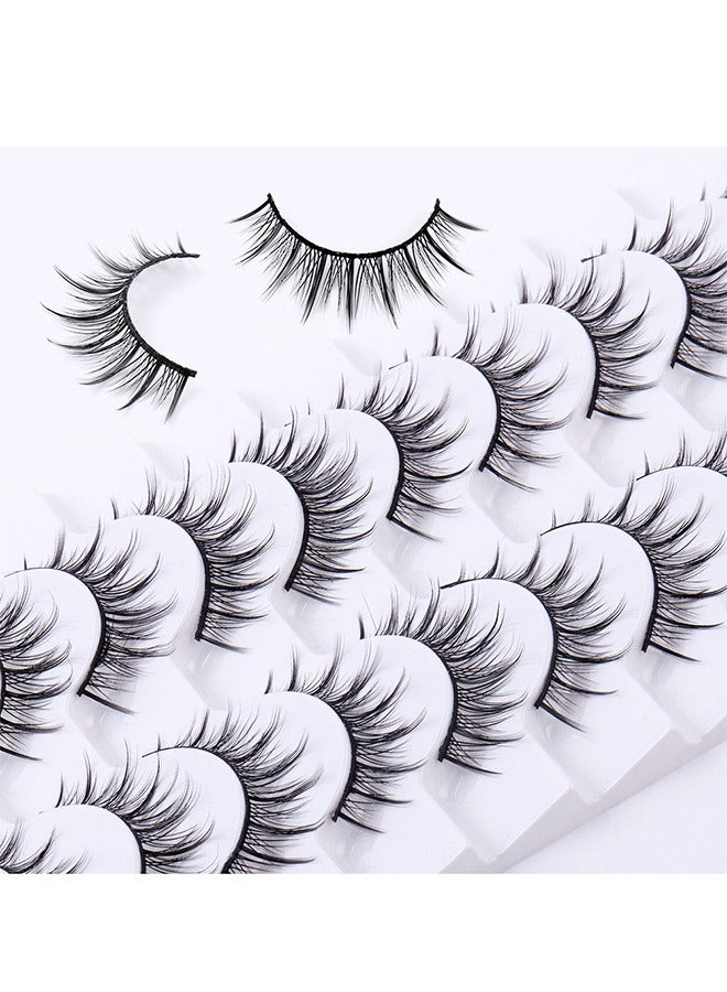 HS 10 Pairs Manga Lashes, Big Eye Lashes, Natural Look Anime False, BigEyelashes, Eyelashes Individual Wispy Korean Makeup Eye Lashes, Clusters Asian Fake Eyelashes Pack, Cruelty Free - Image 5