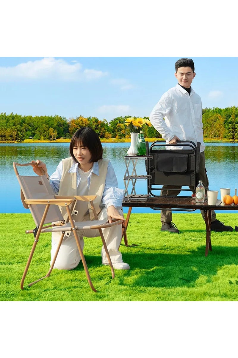 لينجوي كرسي تخييم خارجي قابل للطي مع مسند ذراع ومقبض بلاستيكي - Image 4