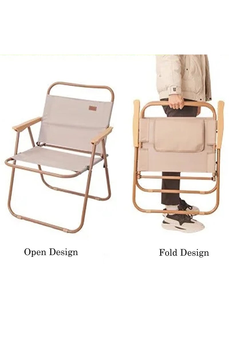 لينجوي كرسي تخييم خارجي قابل للطي مع مسند ذراع ومقبض بلاستيكي - Image 2