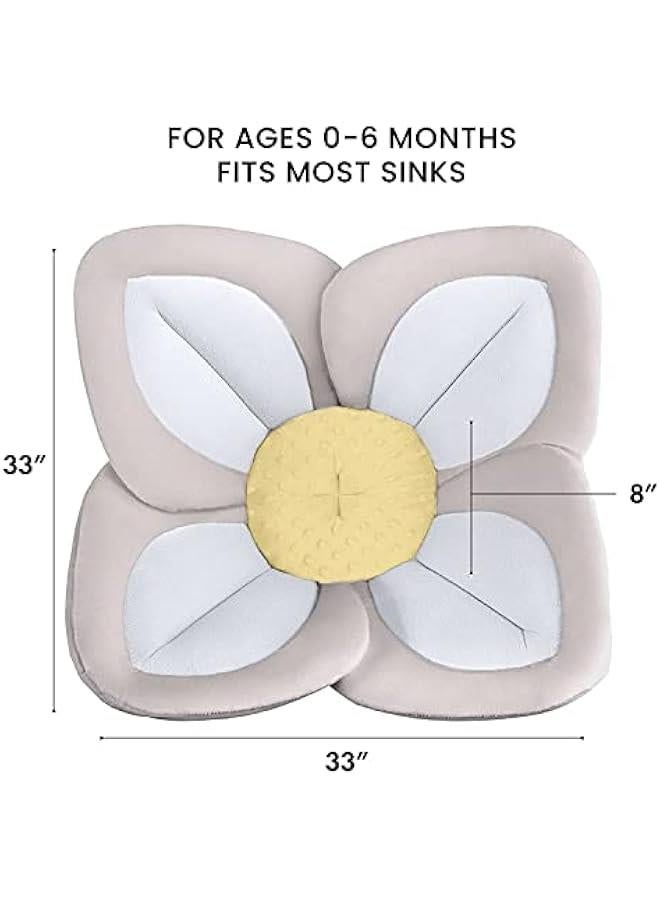 Gonice Organic Baby Bath Flower For Infants Warm & Cozy Bamboo Flower Bath Baby will love Blooming Bath Flower Fits Bathtub Sink Supports Newborns Lotus Flower Mat Travel Bag (Gray Yellow)  - Image 5