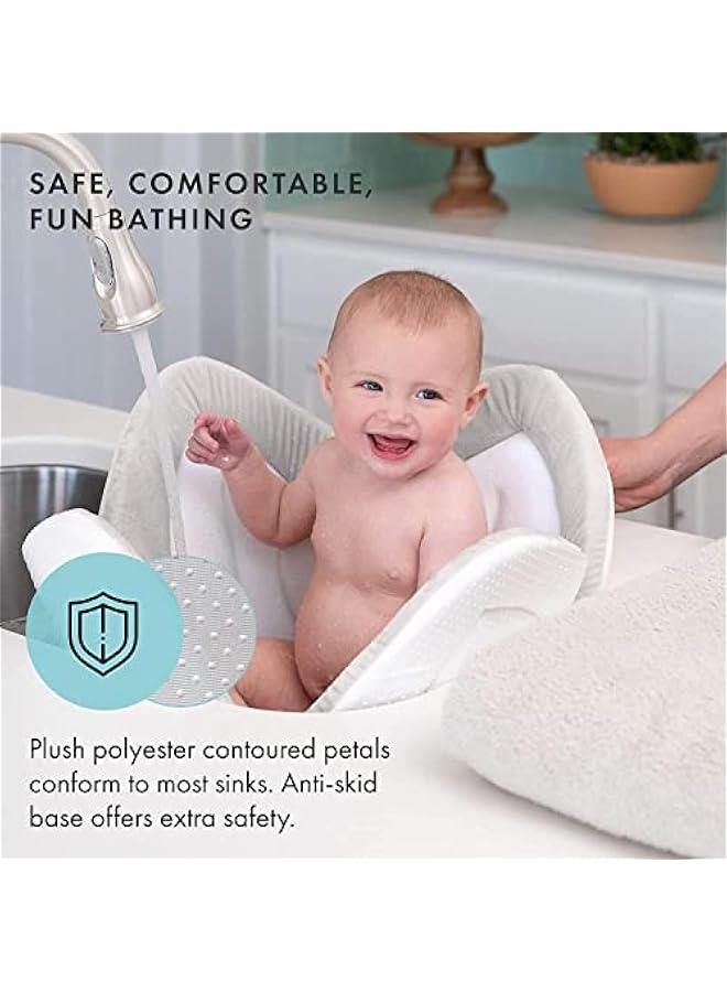 Gonice Organic Baby Bath Flower For Infants Warm & Cozy Bamboo Flower Bath Baby will love Blooming Bath Flower Fits Bathtub Sink Supports Newborns Lotus Flower Mat Travel Bag (Gray Yellow)  - Image 4