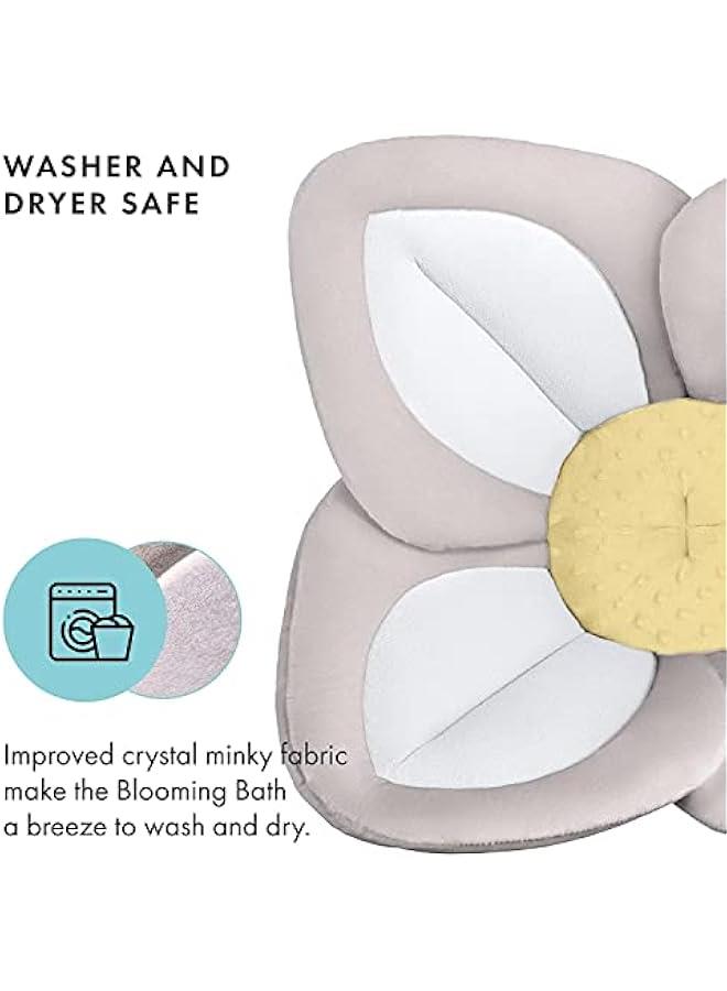 Gonice Organic Baby Bath Flower For Infants Warm & Cozy Bamboo Flower Bath Baby will love Blooming Bath Flower Fits Bathtub Sink Supports Newborns Lotus Flower Mat Travel Bag (Gray Yellow)  - Image 3