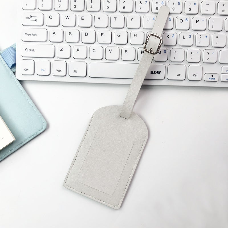 Multicolor PU Leather Luggage Tag with Strap Vertical White 