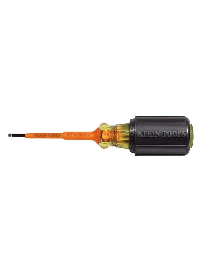 Klein Tools 607-3-INS Insulated Screwdriver, Made in USA, 3/32-Inch Cabinet Tip with 3-Inch Shank - Image 1