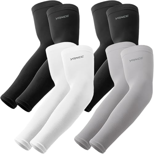 YQXCC 4 Pairs Arm Sleeves, Cooling UV Sun Protection Sports Compression Sleeves for Men Women, Golf Basketball Arm Sleeves - Image 1