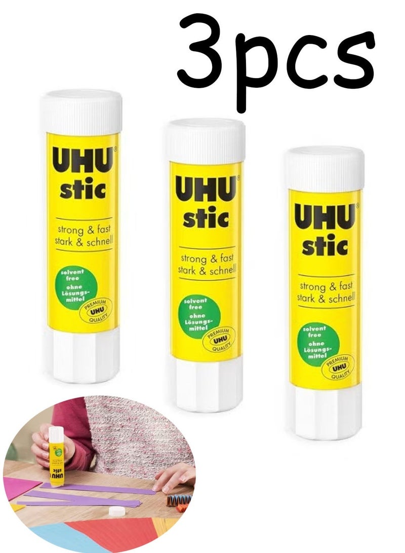 UHU 3 packs Stic Glue Stick Clear - Non-Toxic, Fast, Clean Adhesive for School, Office & Craft Projects –Glue Stick - Solvent Free, Best size for children - Easily Fits in Pencil Cases And Bags - Image 1