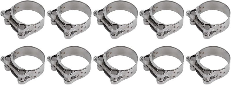 10Pcs Stainless Steel Hose Clamp Assortment Kit, 201 Stainless Steel Reinforced Full Core Galvanized Pipe Clamps for Automotive Industrial Fuel Line and Cable Fixing (40-43mm) - Image 3