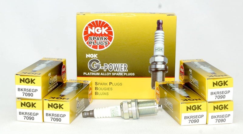 NGK شمعات الإشعال NGK 7090 G-Power بلاتينيوم BKR5EGP - 6 قطع *جديدة*